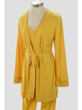 COSABELLA Serengeti Yellow Bella Curvy Racer Back Cami Pant Robe Set SMALL NWT